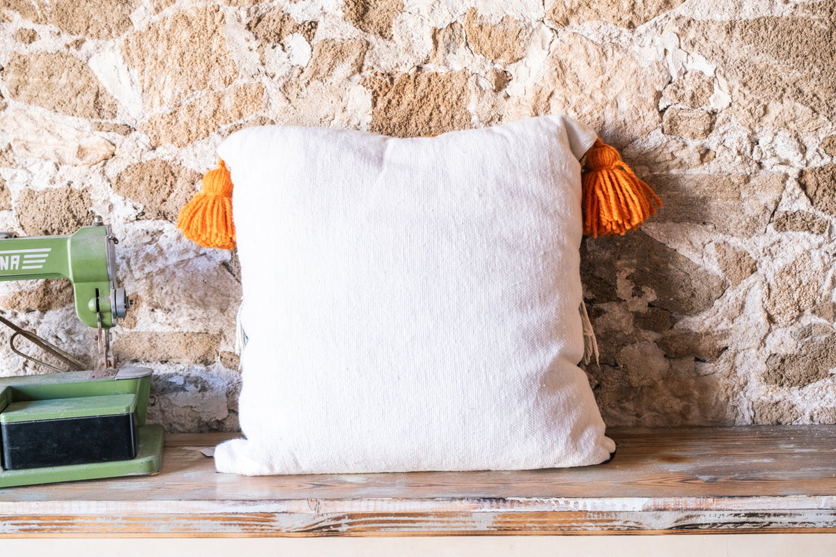 Decorative Throw Pillow with Handmade Tassels