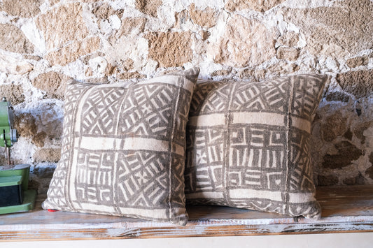 Lot de 2 housses de coussin en textile africain imprimé à la main