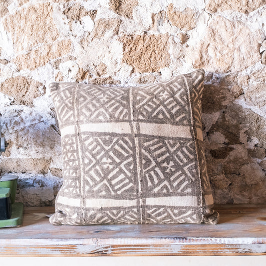 Housse de coussin décoratif en textile africain authentique imprimé à la main