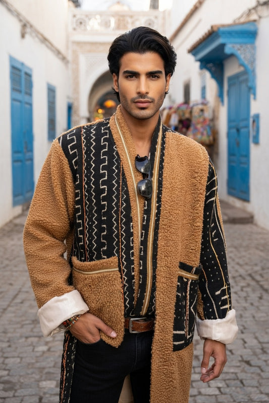 Unisex Boho Up cycled Artisan Overcoat