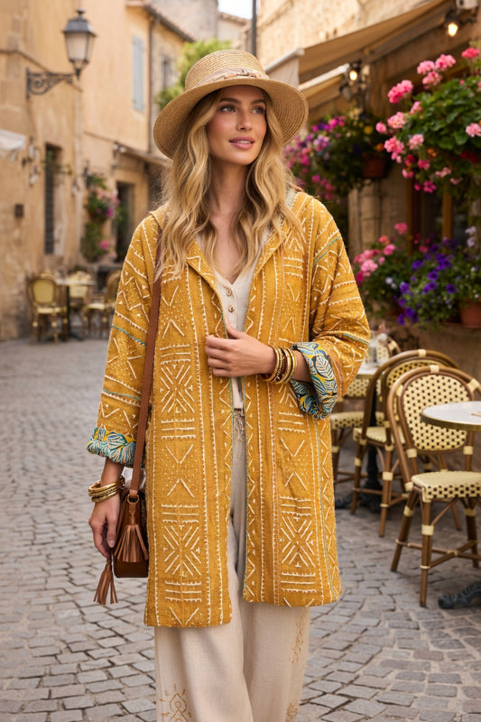 Unisex Hooded Up-Cycled Long Overcoat