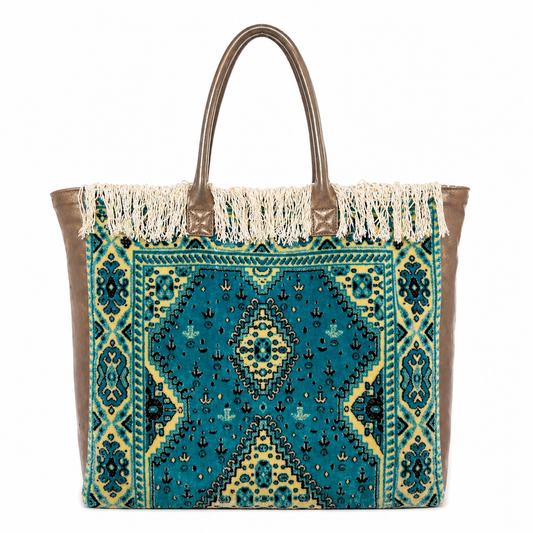 Tote Bohème en Tapis Marocain et Cuir