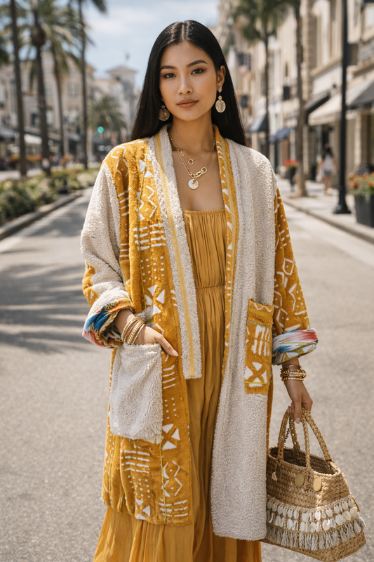 Unisex Designer Overcoat with Printed Lining