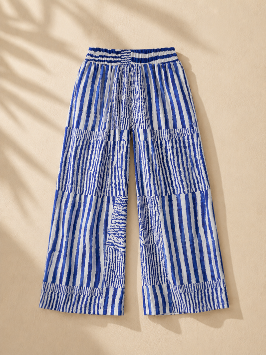 Pantalon fluide léger en coton imprimé
