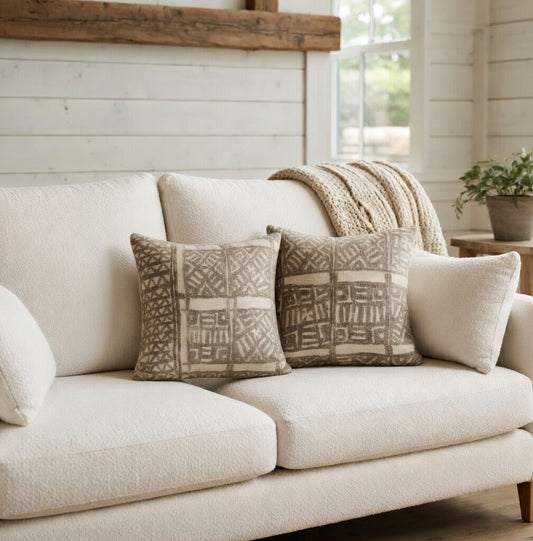 Lot de 2 housses de coussin en textile africain imprimé à la main