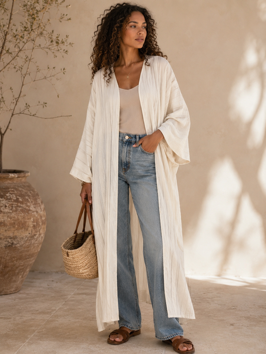 Robe Kimono en Jacquard Satiné Inspiration Kaftan Signature