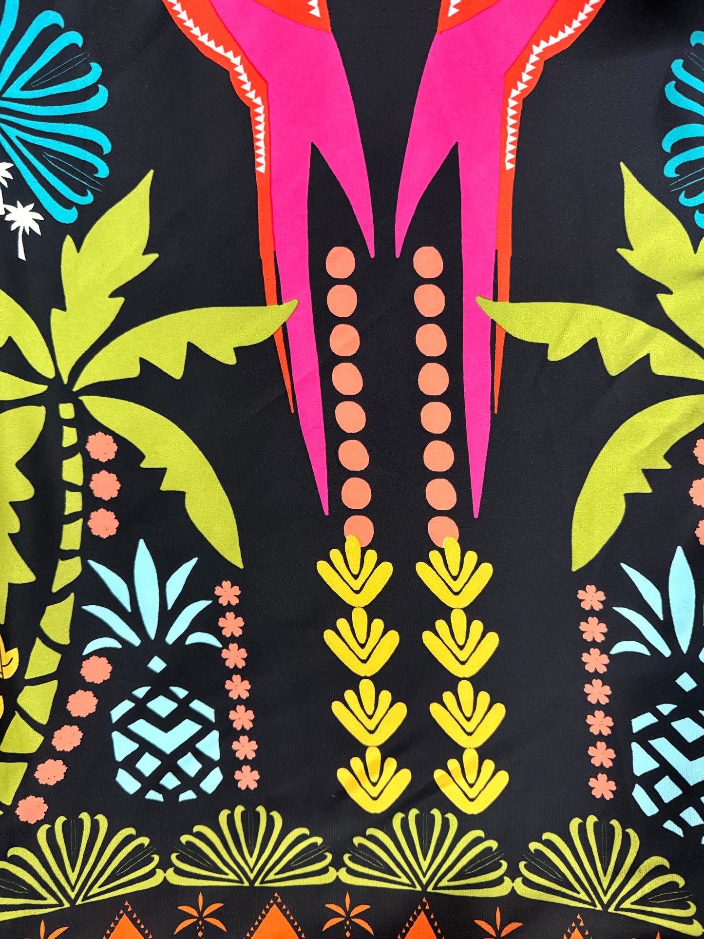Printed Stretch Crepe Kimono Shawl Cape with Lurex Trim