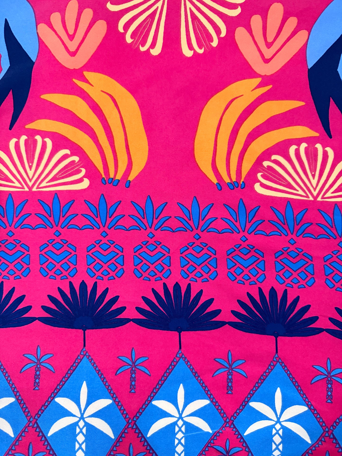 Printed Stretch Crepe Kimono Shawl Cape with Lurex Trim