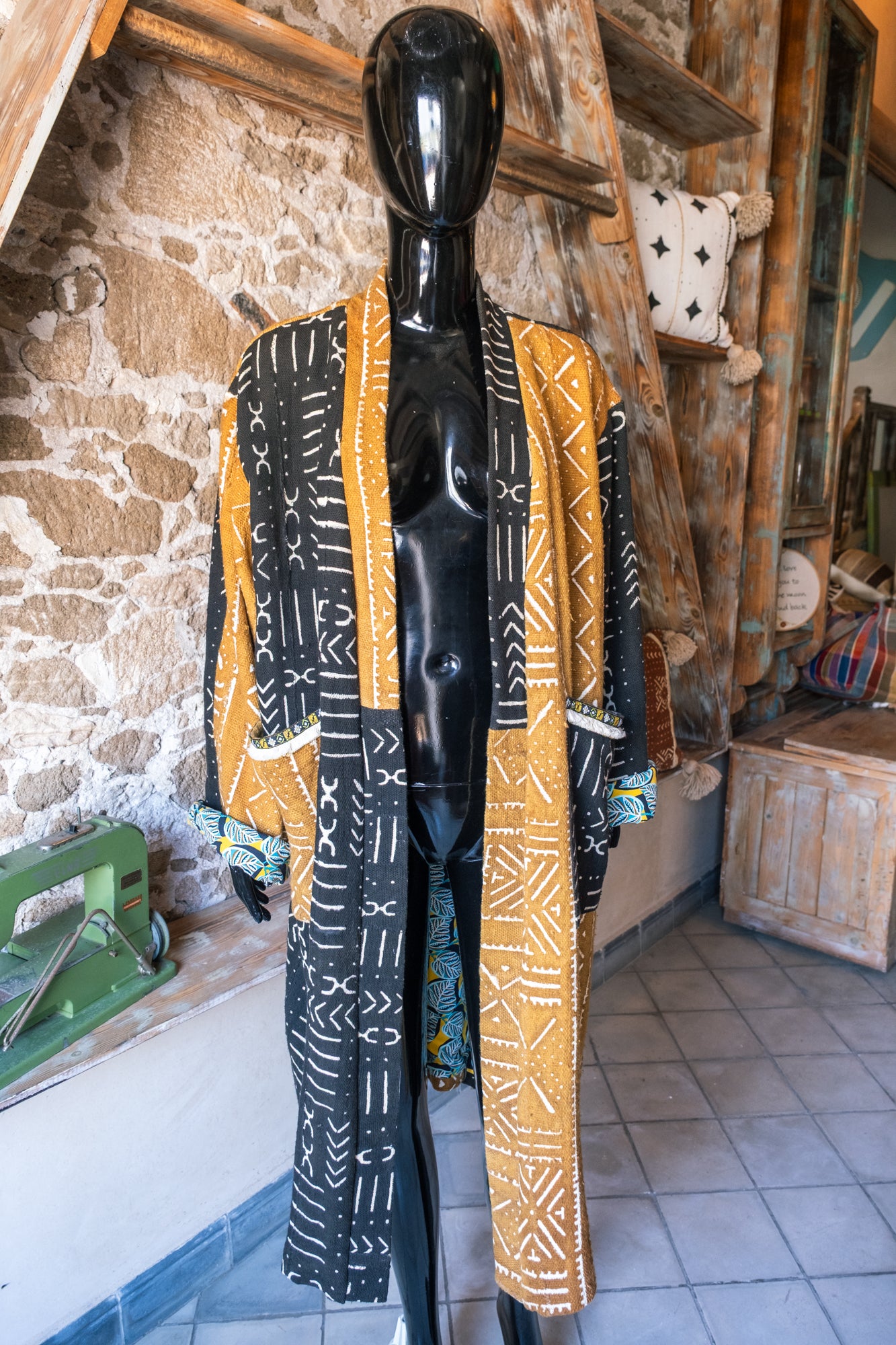 Manteau unisexe en tissu Bogolan, de créateur