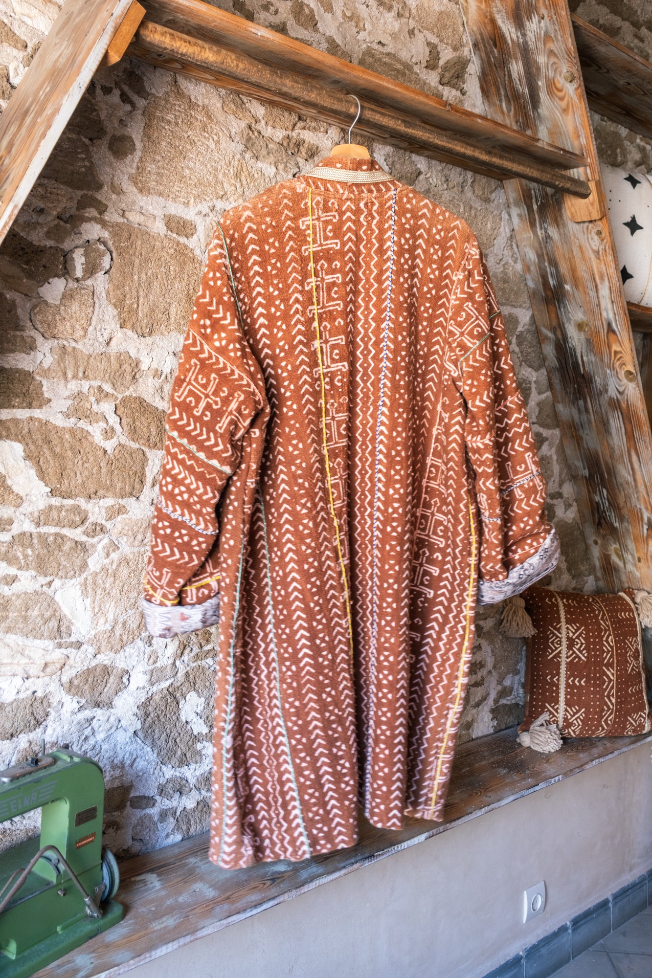 Unisex Up-cycled Overcoat with Printed Lining
