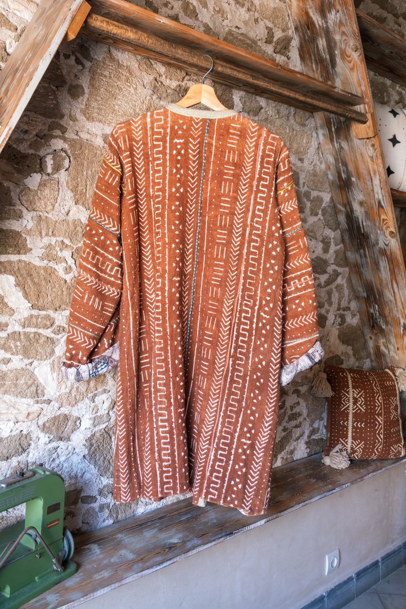 Unisex Up-cycled Overcoat with Printed Lining & African Textiles