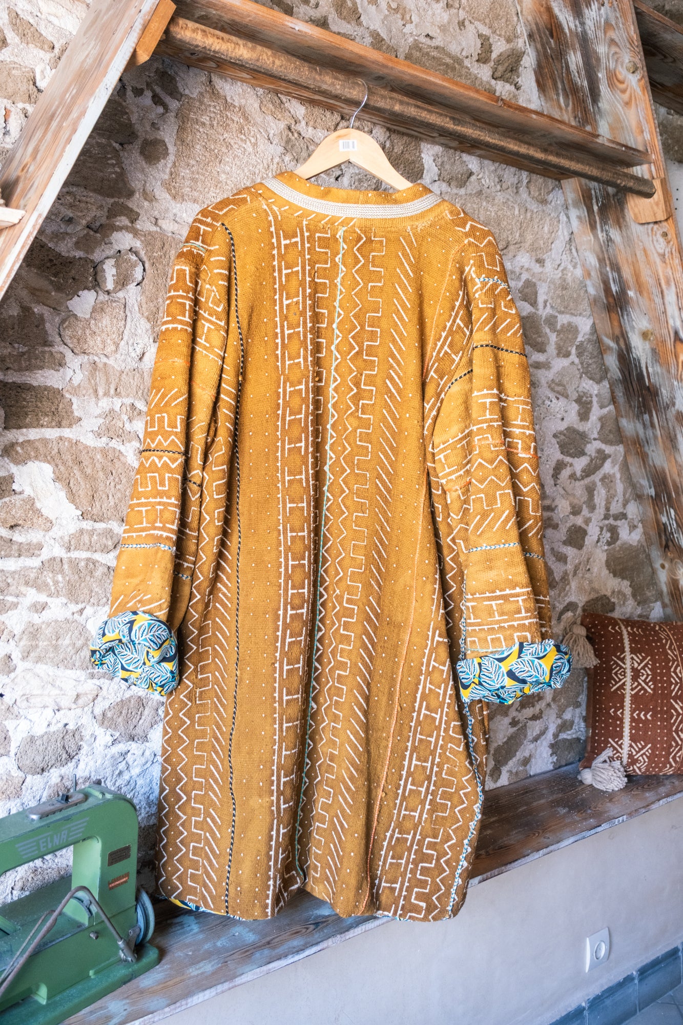 Unisex Up-cycled Overcoat with Printed Lining