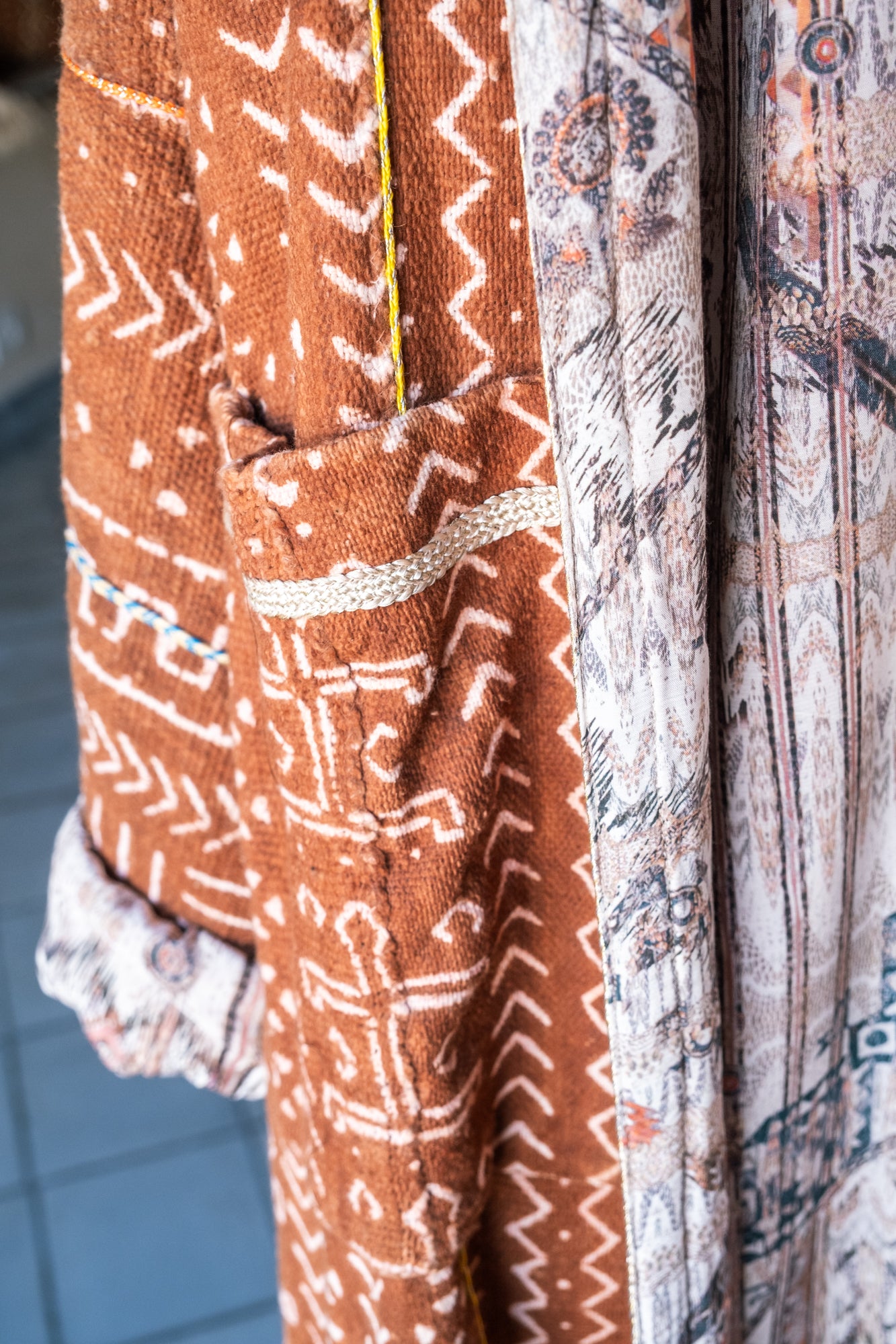 Unisex Up-cycled Overcoat with Printed Lining & African Textiles
