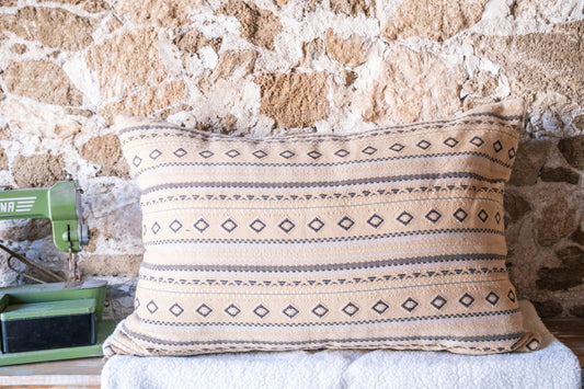 Set of 2 Large Double Sided Fleece and Geo Lumbar Pillow Covers