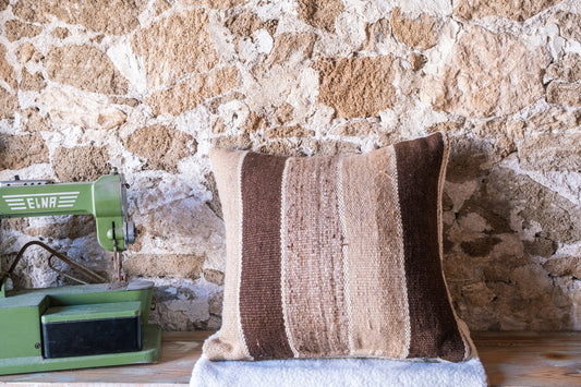 Lot de 2 housses de coussin carrées réversibles en polaire et à rayures