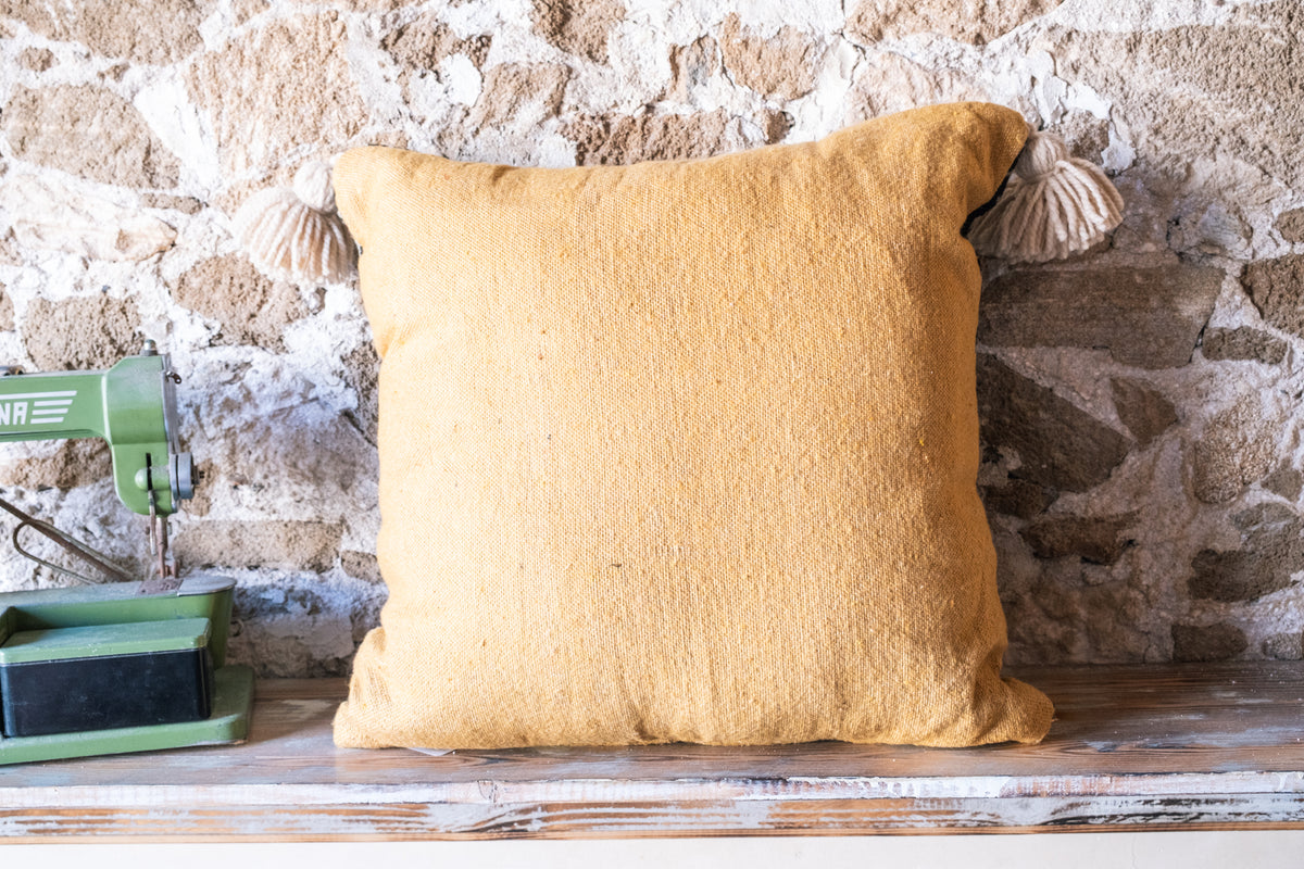 Large Square African Textile Embroidered Throw Pillow