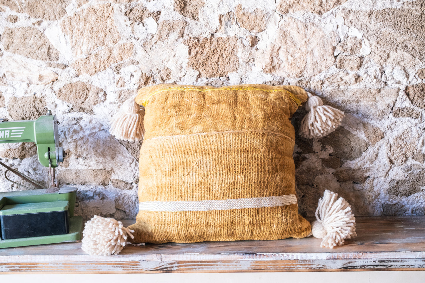 African Textile Pillow Cover with Handmade Tassels