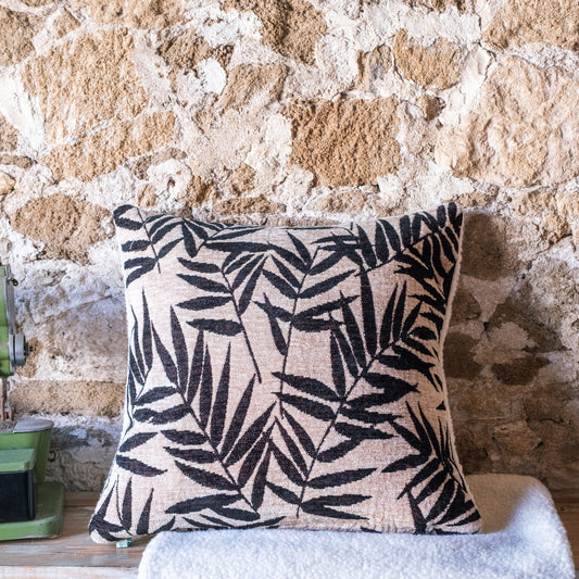 Lot de 2 housses de coussin décoratives réversibles en feuille de palmier