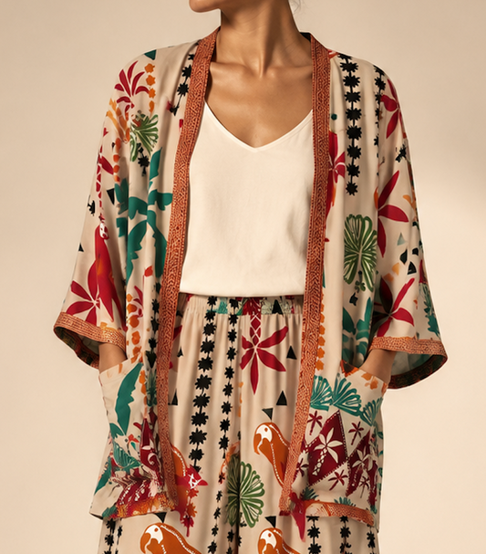 Lightweight Stretch Crepe Printed Robe